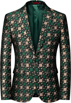 UNINUKOO Mens Blazer Jacket Plaid Slim Fit Casual Party Prom Ligthweight Sport Coat Suit Separates