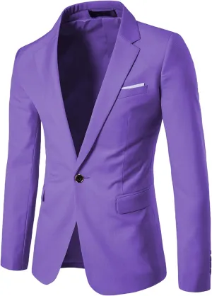 UNINUKOO Mens Sport Coat Slim Fit Suit Blazer Jacket One Button Lightweight for Casual Business