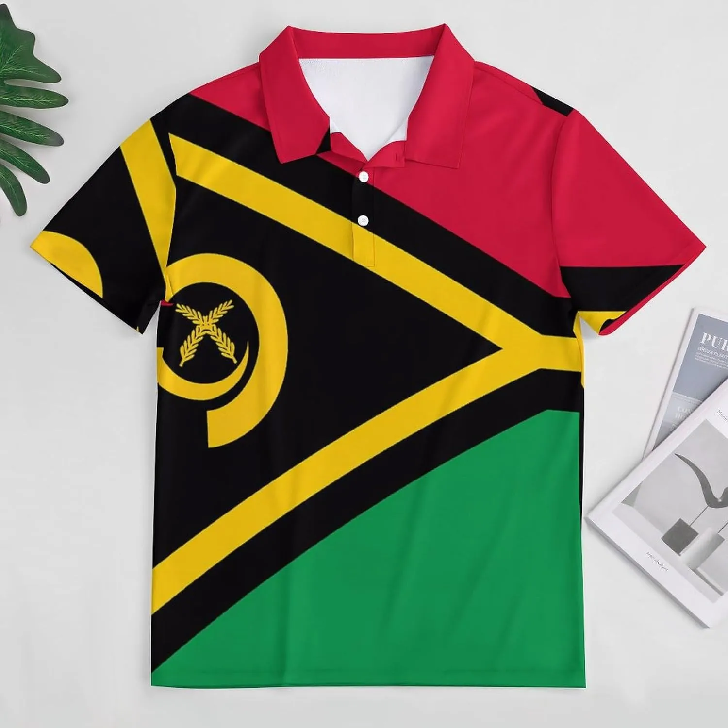 Vanuatu Flag Mens Polo Shirts Quick Dry Short Sleeve T-shirts Slim Tennis Collared Tees Tops