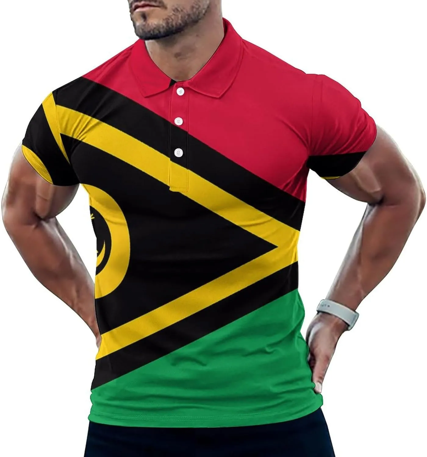 Vanuatu Flag Mens Polo Shirts Quick Dry Short Sleeve T-shirts Slim Tennis Collared Tees Tops