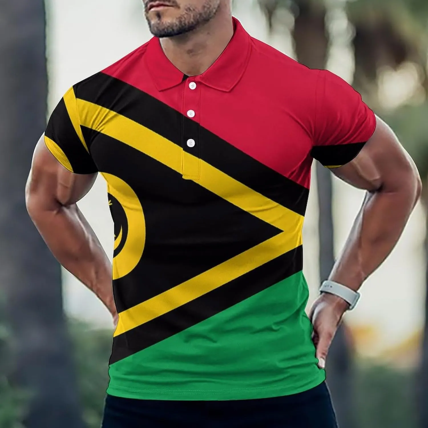 Vanuatu Flag Mens Polo Shirts Quick Dry Short Sleeve T-shirts Slim Tennis Collared Tees Tops