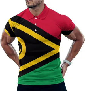 Vanuatu Flag Mens Polo Shirts Quick Dry Short Sleeve T-shirts Slim Tennis Collared Tees Tops