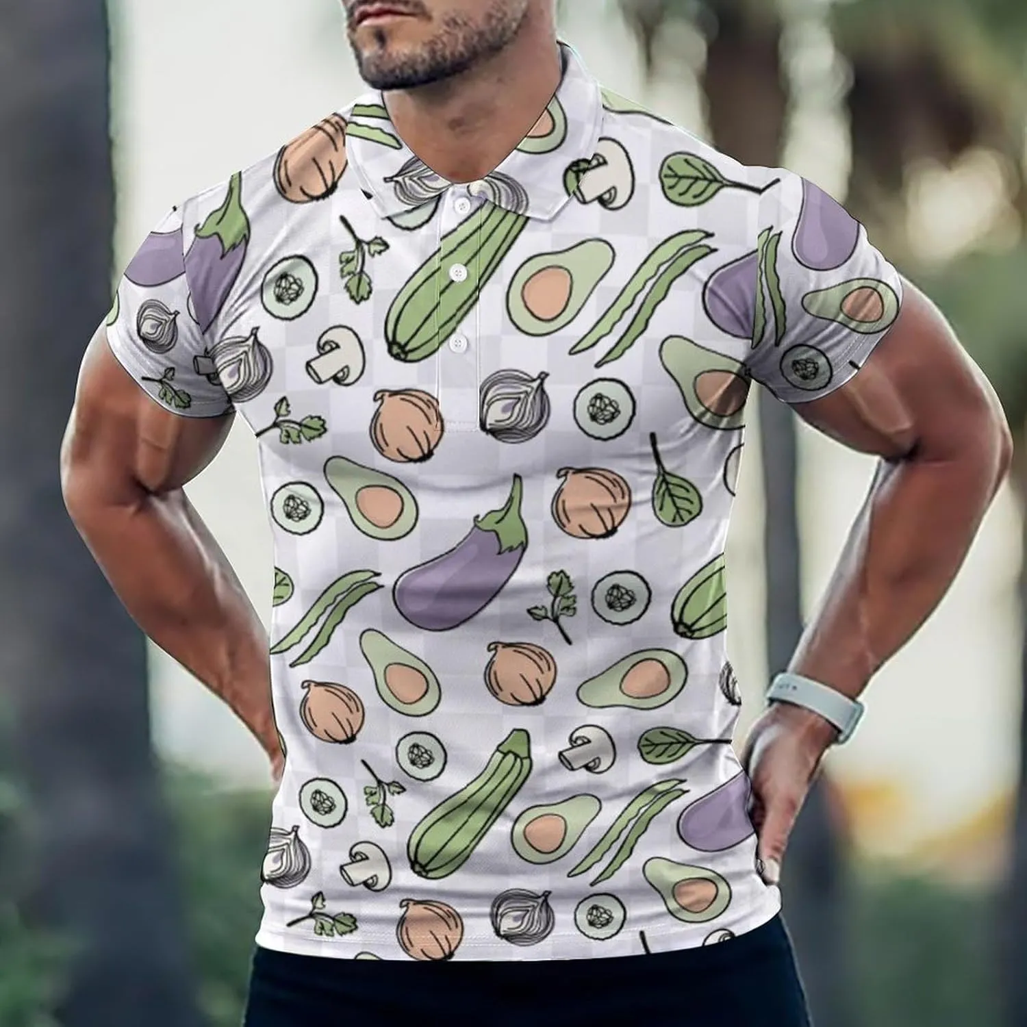 Vegetarian Mens Polo Shirts Quick Dry Short Sleeve T-shirts Slim Tennis Collared Tees Tops