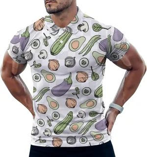 Vegetarian Mens Polo Shirts Quick Dry Short Sleeve T-shirts Slim Tennis Collared Tees Tops