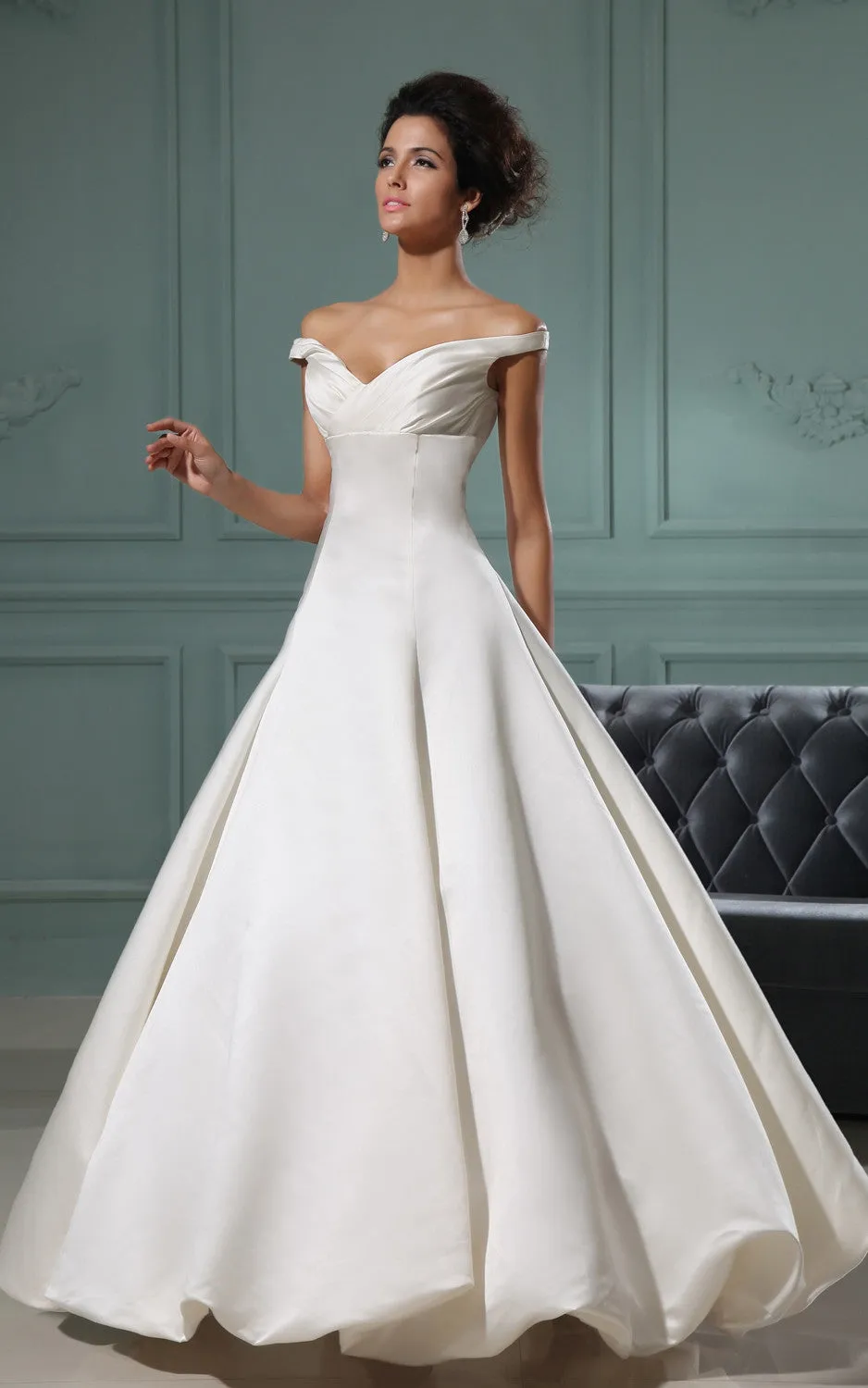 Vibrant V-Neck A-Line Deep Gown With Pick-Up Hem-GC_705036