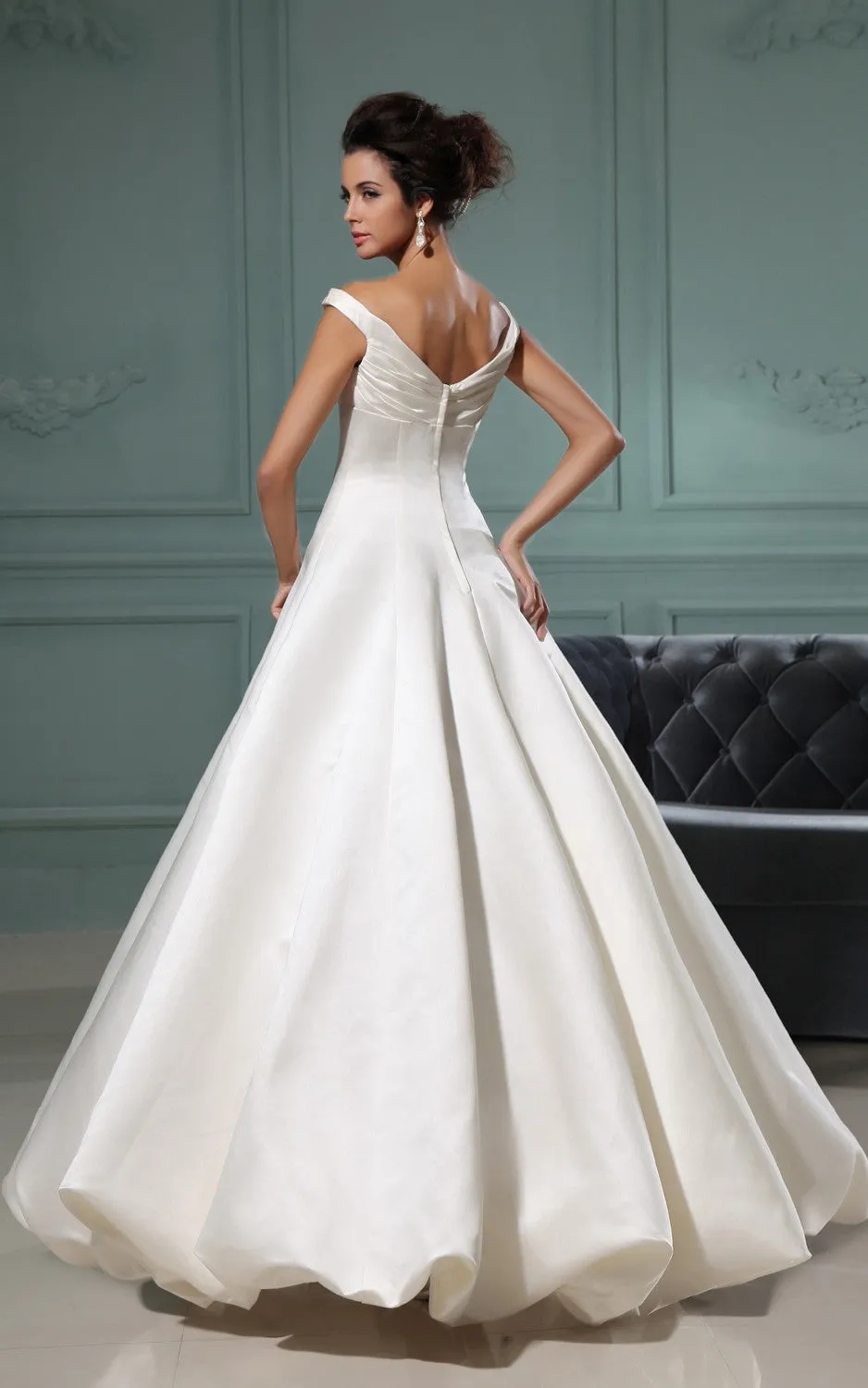 Vibrant V-Neck A-Line Deep Gown With Pick-Up Hem-GC_705036