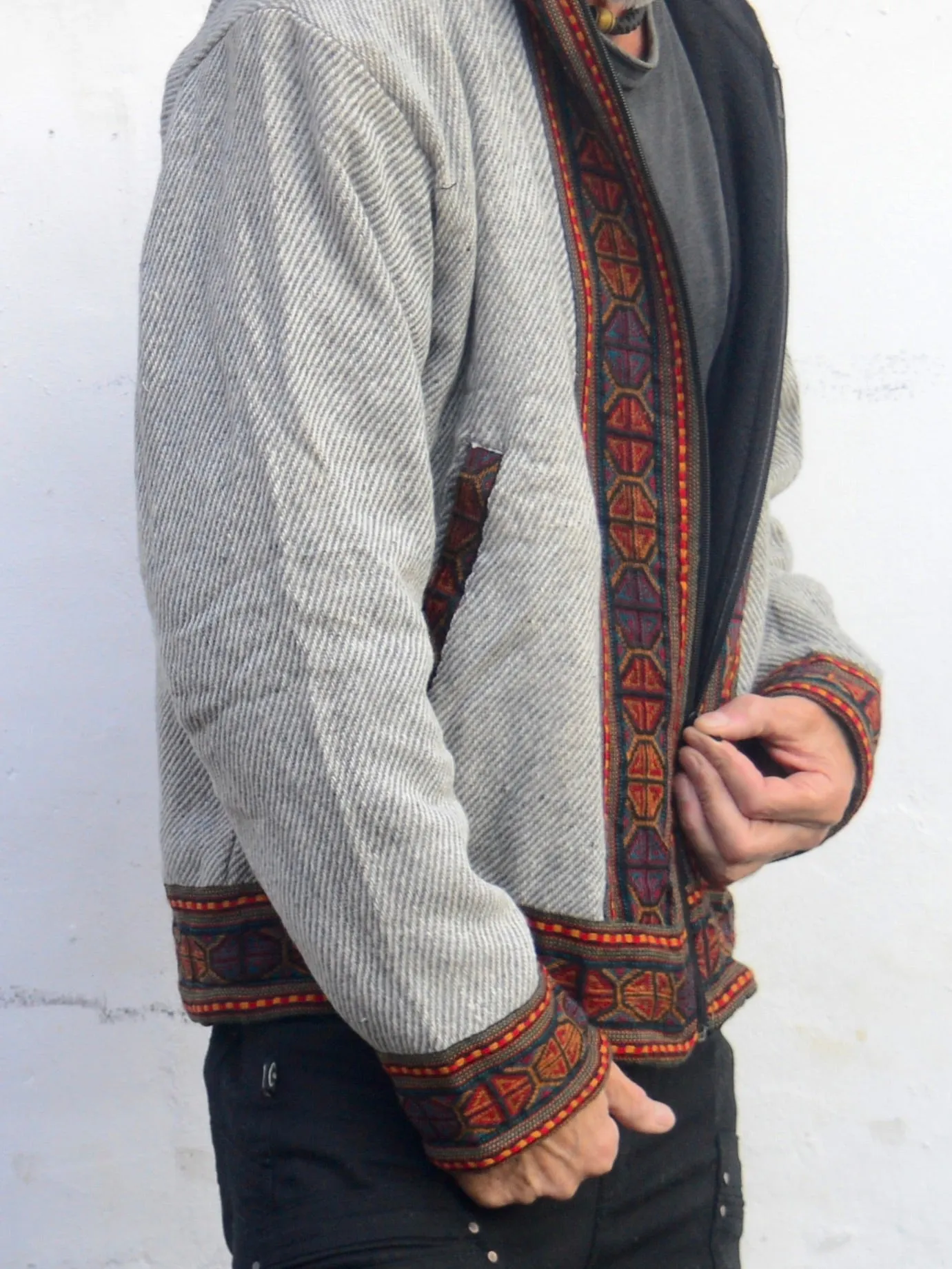 Warm natural winter tribal jacket