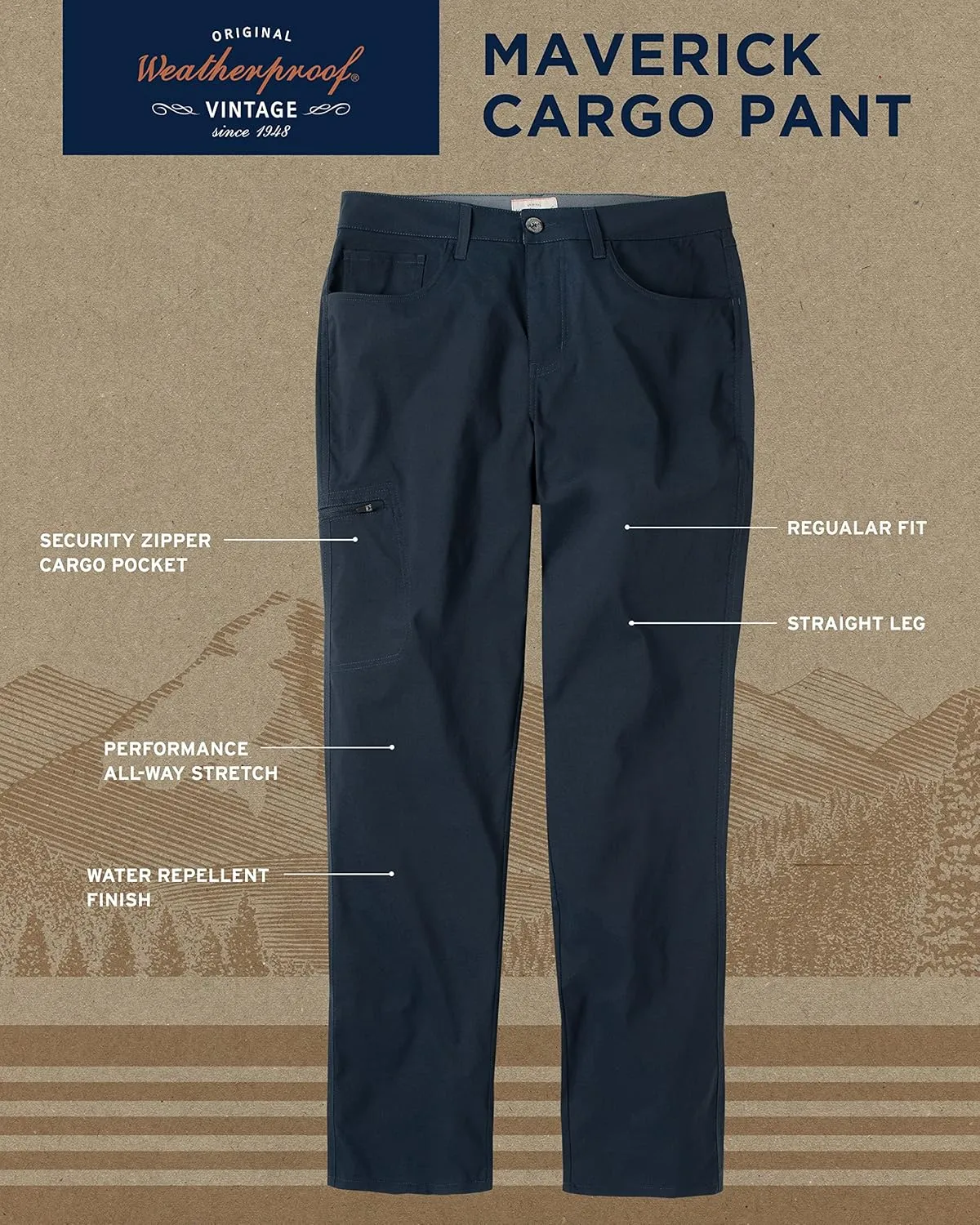 Weatherproof Vintage Casual Hiking Pants for Men - Lightweight Stretch Travel Mens Work Pants with Utility Cargo Pocket
