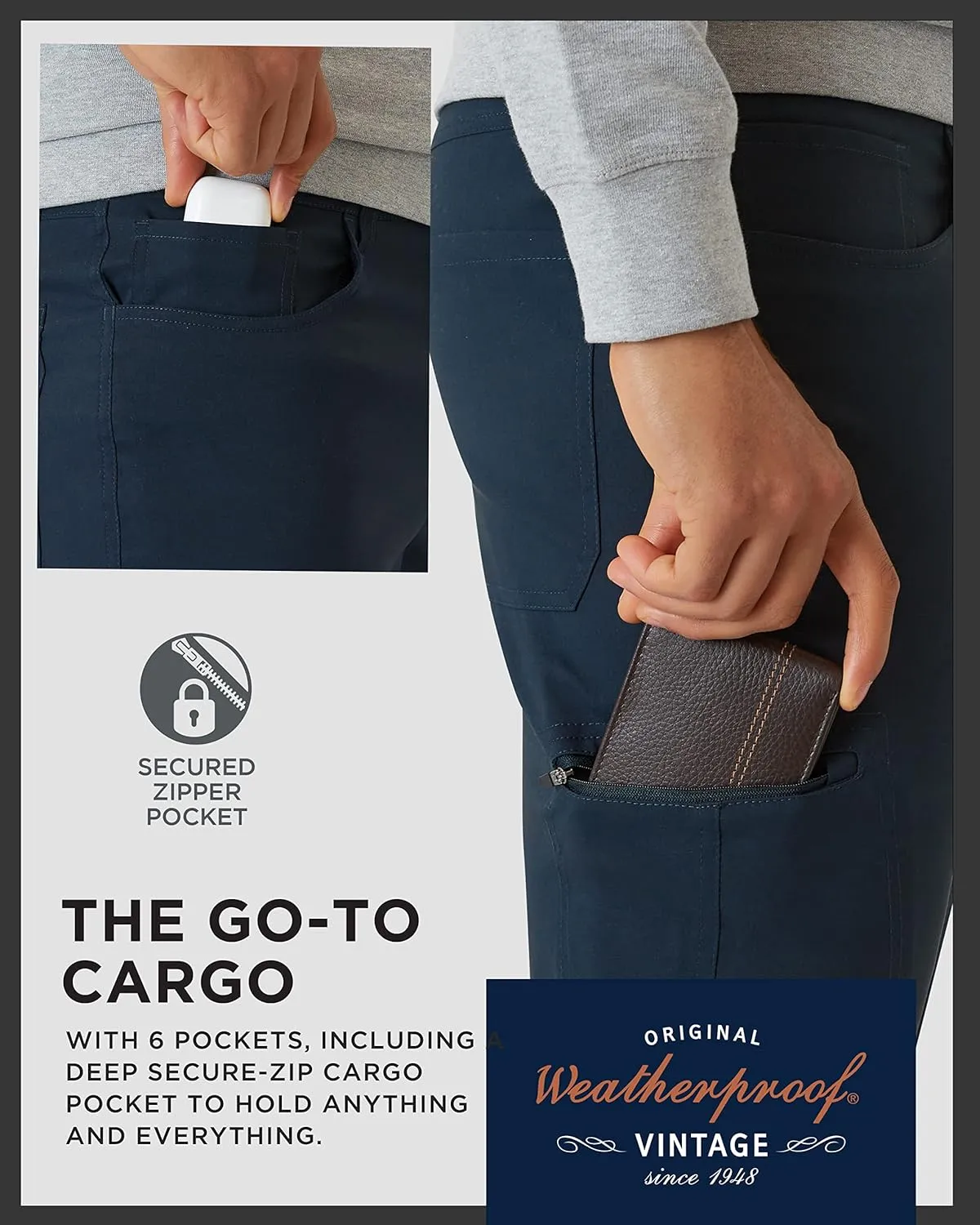 Weatherproof Vintage Casual Hiking Pants for Men - Lightweight Stretch Travel Mens Work Pants with Utility Cargo Pocket