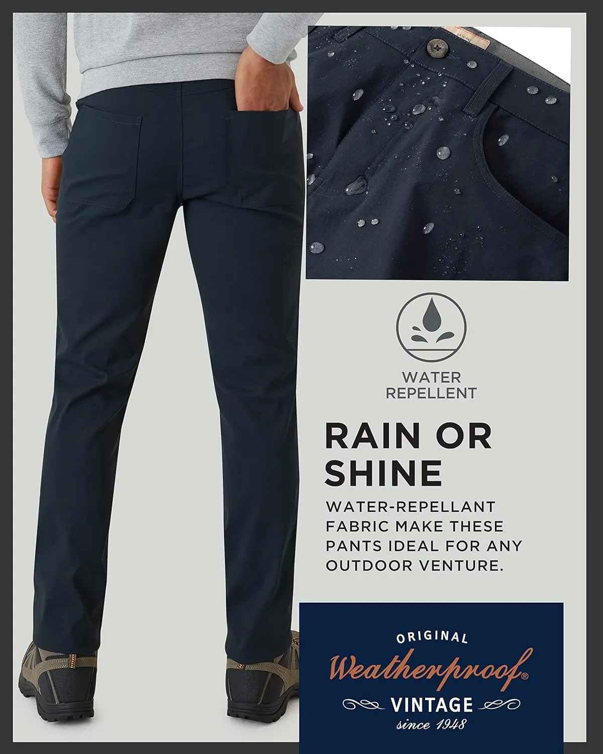Weatherproof Vintage Casual Hiking Pants for Men - Lightweight Stretch Travel Mens Work Pants with Utility Cargo Pocket