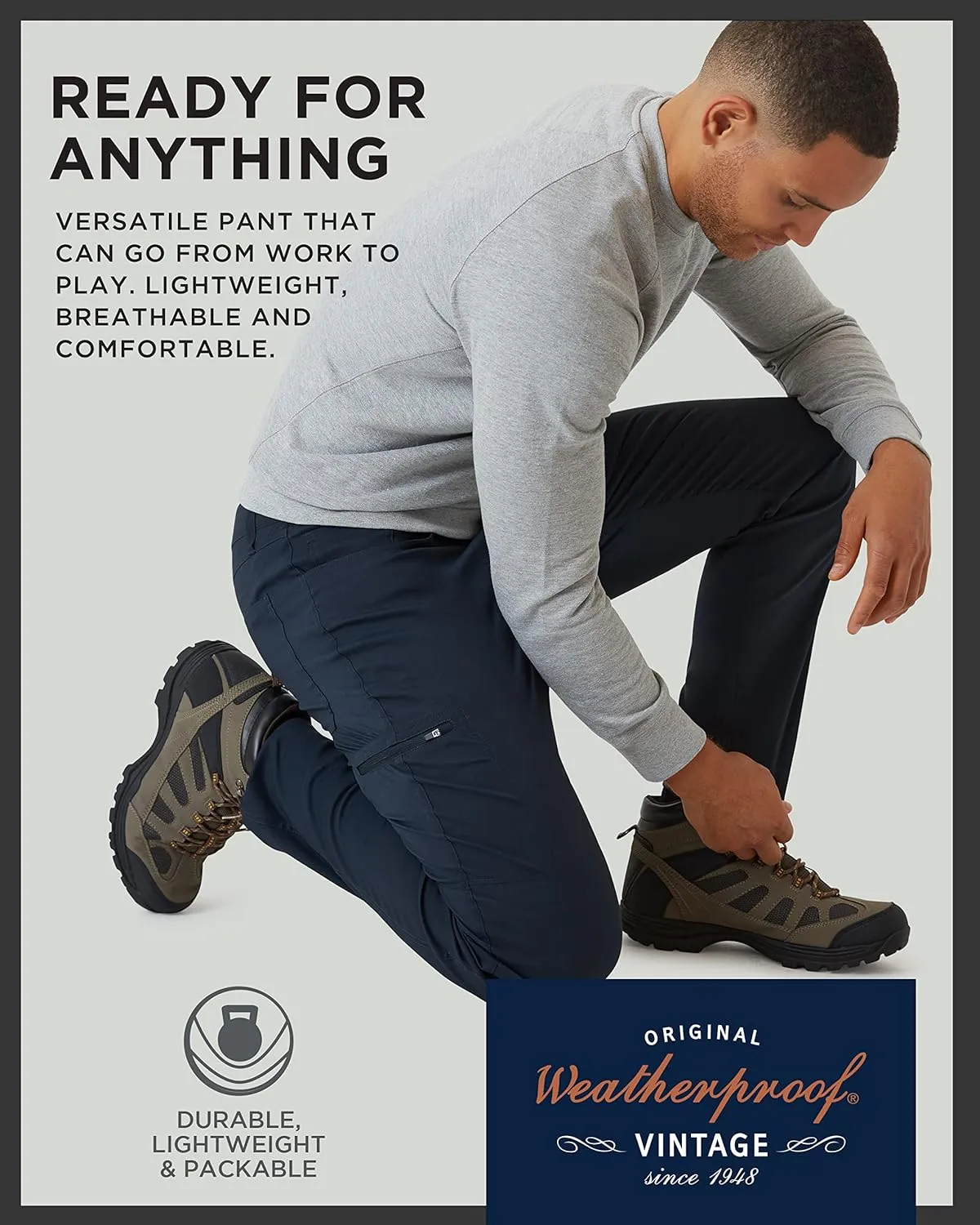 Weatherproof Vintage Casual Hiking Pants for Men - Lightweight Stretch Travel Mens Work Pants with Utility Cargo Pocket