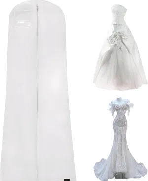Wedding Dress Garment Bag Extra-Long Wedding Dress Garment Bag with Viewing Window Full-Length Zippered with Label Compartment for Gowns Suits Coats