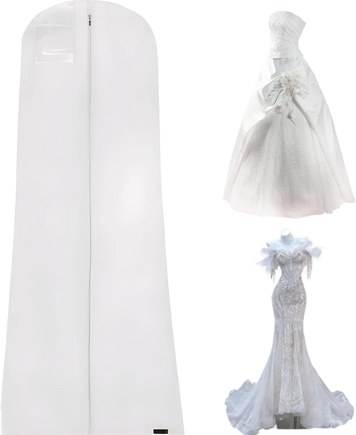 Wedding Dress Garment Bag Extra-Long Wedding Dress Garment Bag with Viewing Window Full-Length Zippered with Label Compartment for Gowns Suits Coats