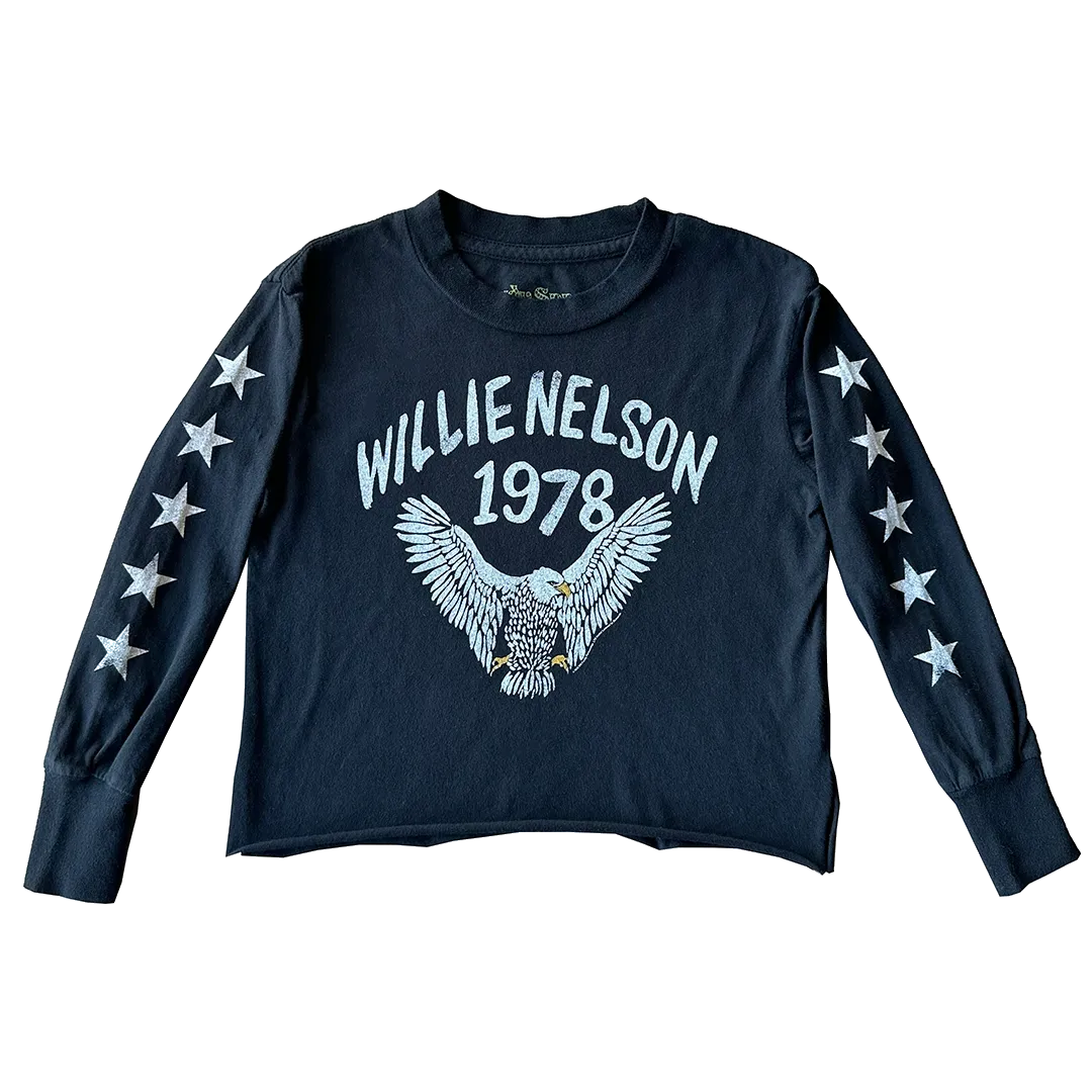 Willie Nelson Eagle Long Sleeve Tee - Vintage Black