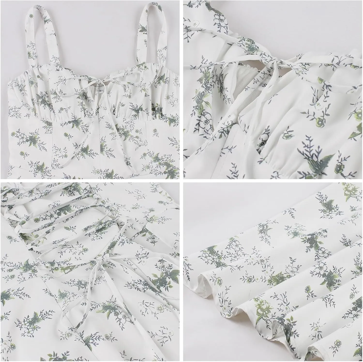 Women Floral Corset Dress Sleeveless Square Neck Spaghetti Straps Dress Boho Holiday Flowy Midi Bustier Sundress