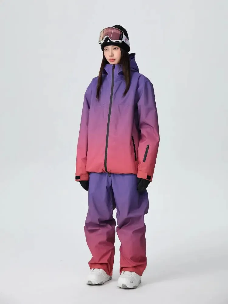 Women Unique 3L Gradient Snowsuits Durable Ski Jacket and Pants