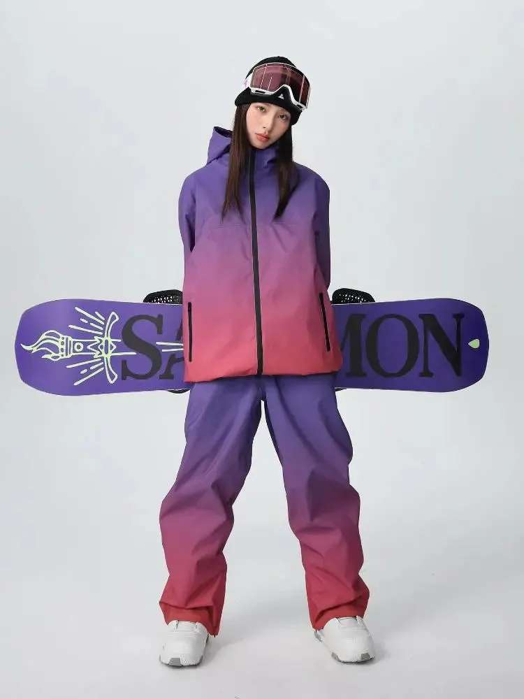 Women Unique 3L Gradient Snowsuits Durable Ski Jacket and Pants