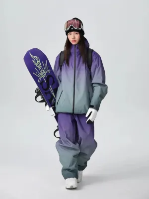 Women Unique 3L Gradient Snowsuits Durable Ski Jacket and Pants