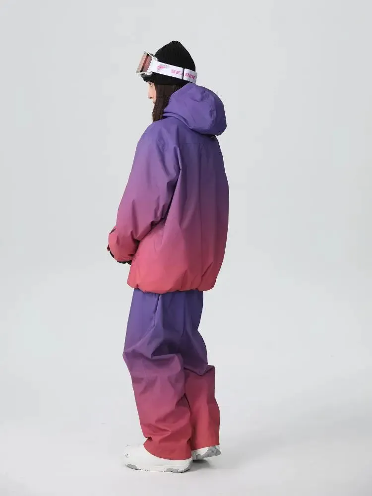 Women Unique 3L Gradient Snowsuits Durable Ski Jacket and Pants