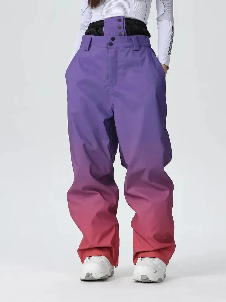 Women Unique 3L Gradient Snowsuits Durable Ski Jacket and Pants