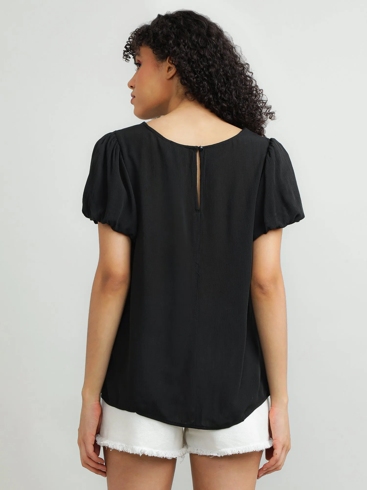 Women Viscose Easy Black Top