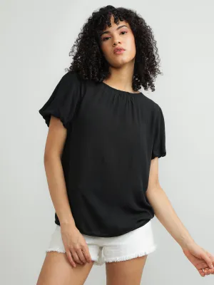 Women Viscose Easy Black Top