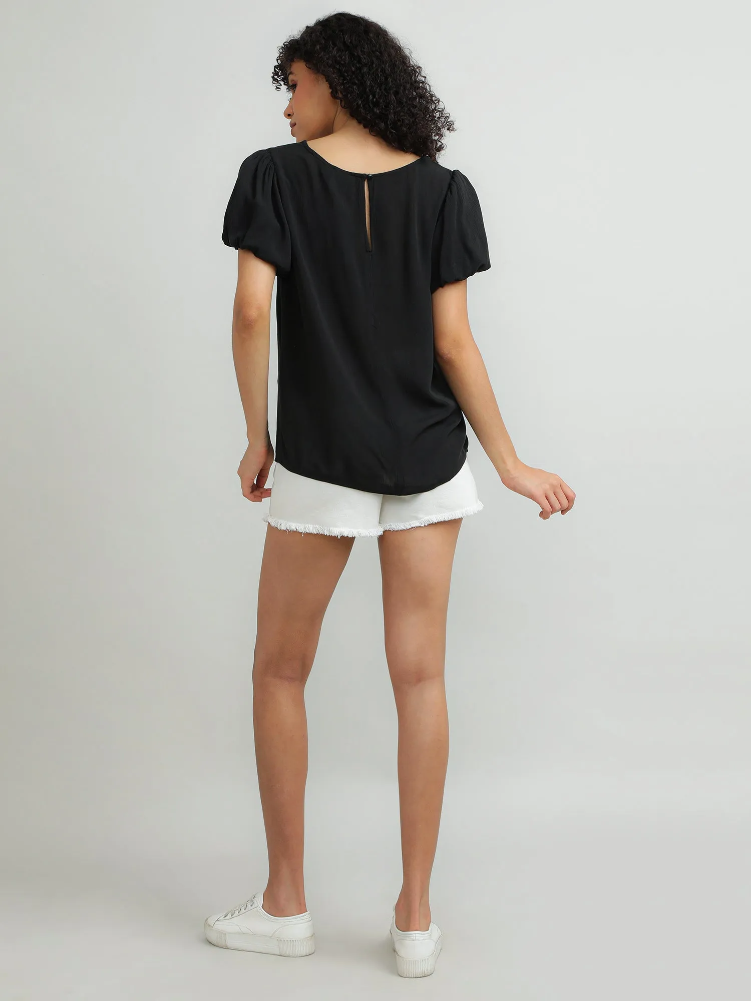 Women Viscose Easy Black Top