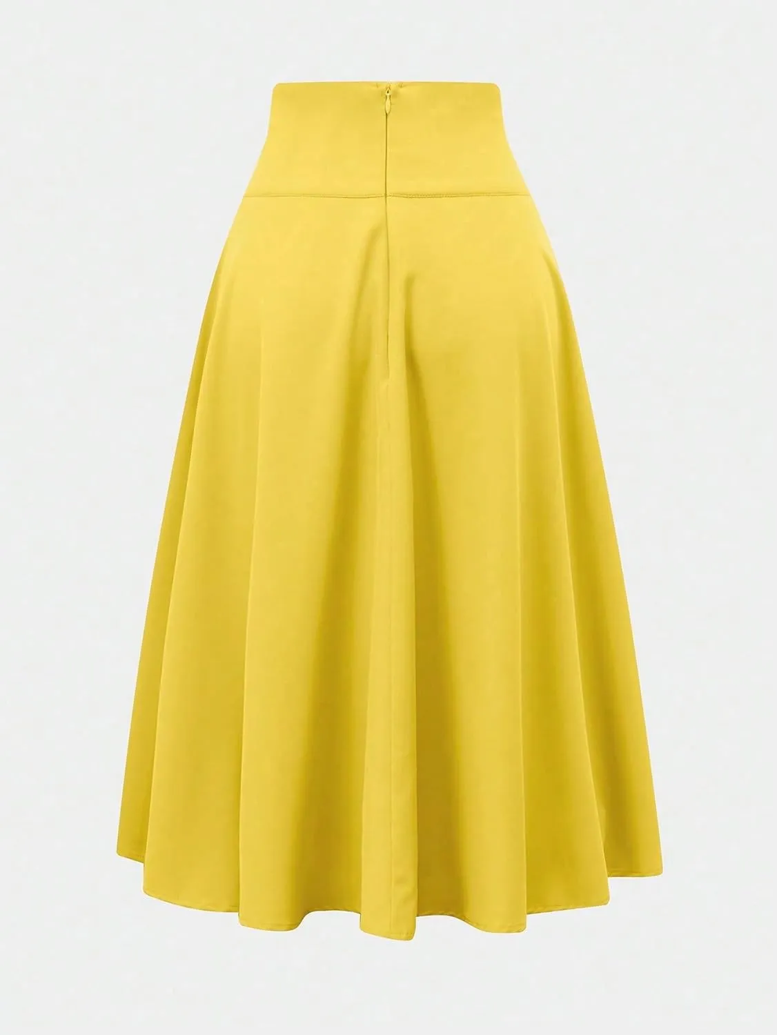 Women's Basic Natural Zipper Flared Knot Women's Summer Casual Belted Waist Midi Skirt Casual Skirts