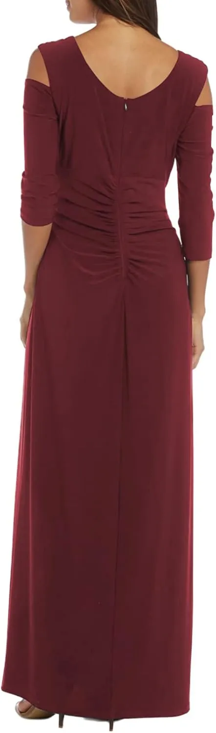Women's Elegant Cold Wedding Party Evening Dress Rhinestone Ball Gown