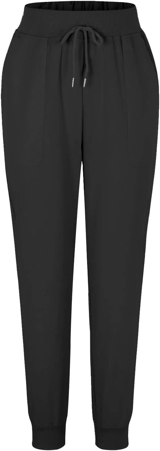 Womens Fashion Linen Pants Casual Straight Summer Drawstring Loose Lightweight Trousers with Pockets