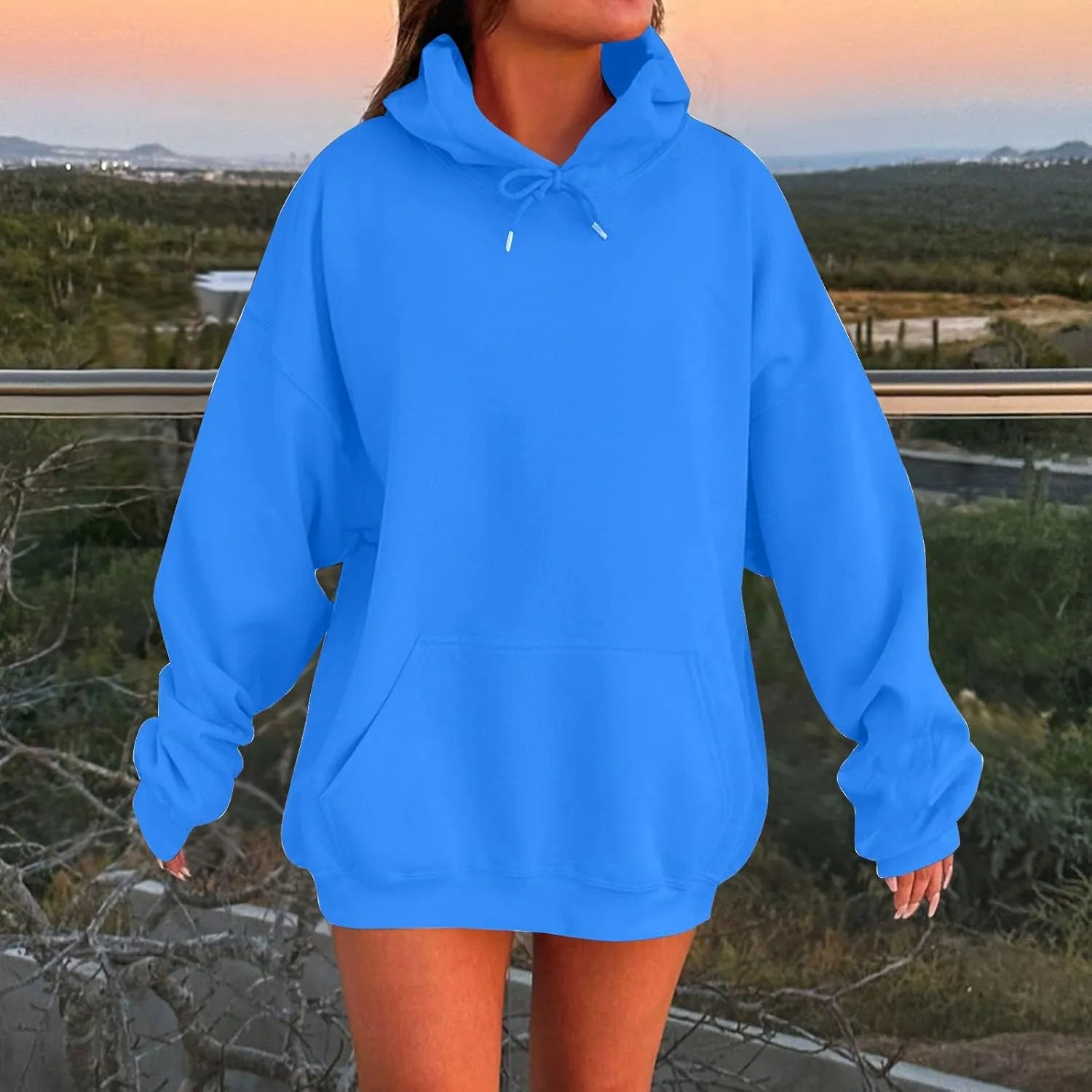 Womens Oversized Sweatshirts Hoodies With Pocket Long Sleeve Sweaters Fall Outfits with Pockets 2024 Trendy