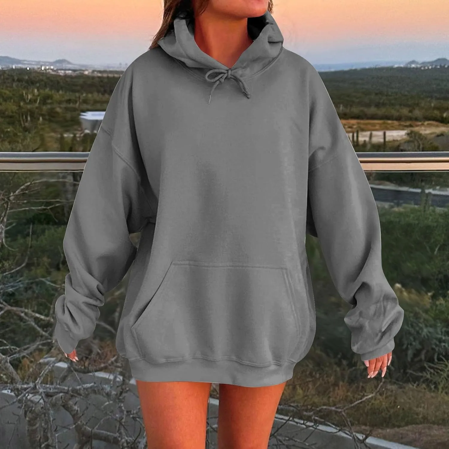 Womens Oversized Sweatshirts Hoodies With Pocket Long Sleeve Sweaters Fall Outfits with Pockets 2024 Trendy