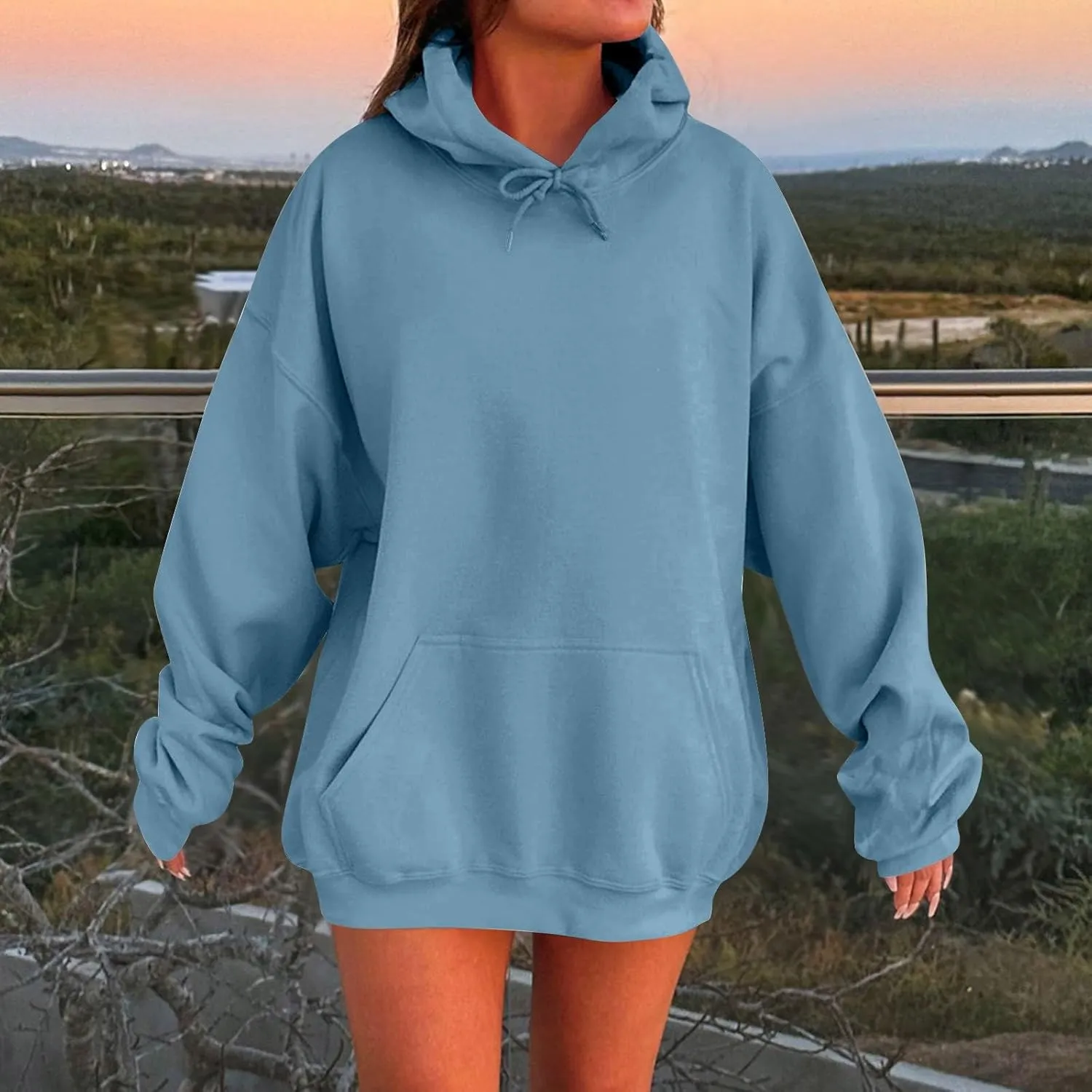 Womens Oversized Sweatshirts Hoodies With Pocket Long Sleeve Sweaters Fall Outfits with Pockets 2024 Trendy
