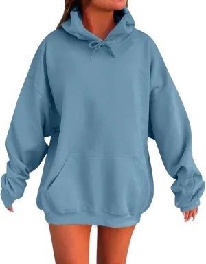 Womens Oversized Sweatshirts Hoodies With Pocket Long Sleeve Sweaters Fall Outfits with Pockets 2024 Trendy