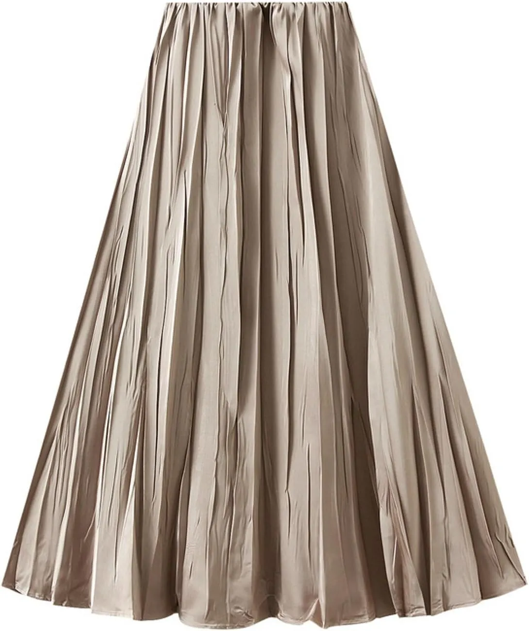 Women's Pleated Skirt Elegant A-Line High Waist Crinkled Midi Skirts Casual Summer Outfits