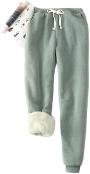 Women's Winter Solid Color Pants Fleece Large Size Pants Casual Harun Leggings Loose Fit Men