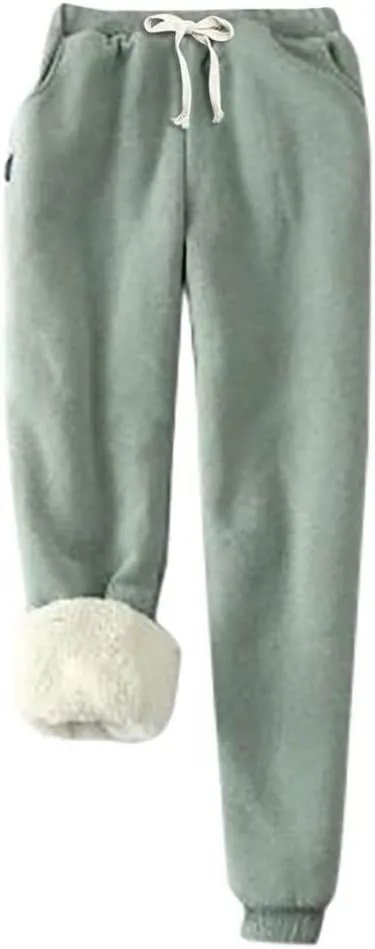 Women's Winter Solid Color Pants Fleece Large Size Pants Casual Harun Leggings Loose Fit Men