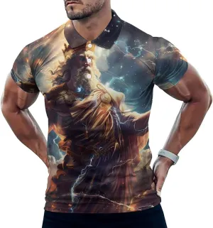 Zeus God Greek Mythology Mens Polo Shirts Quick Dry Short Sleeve T-shirts Slim Tennis Collared Tees Tops